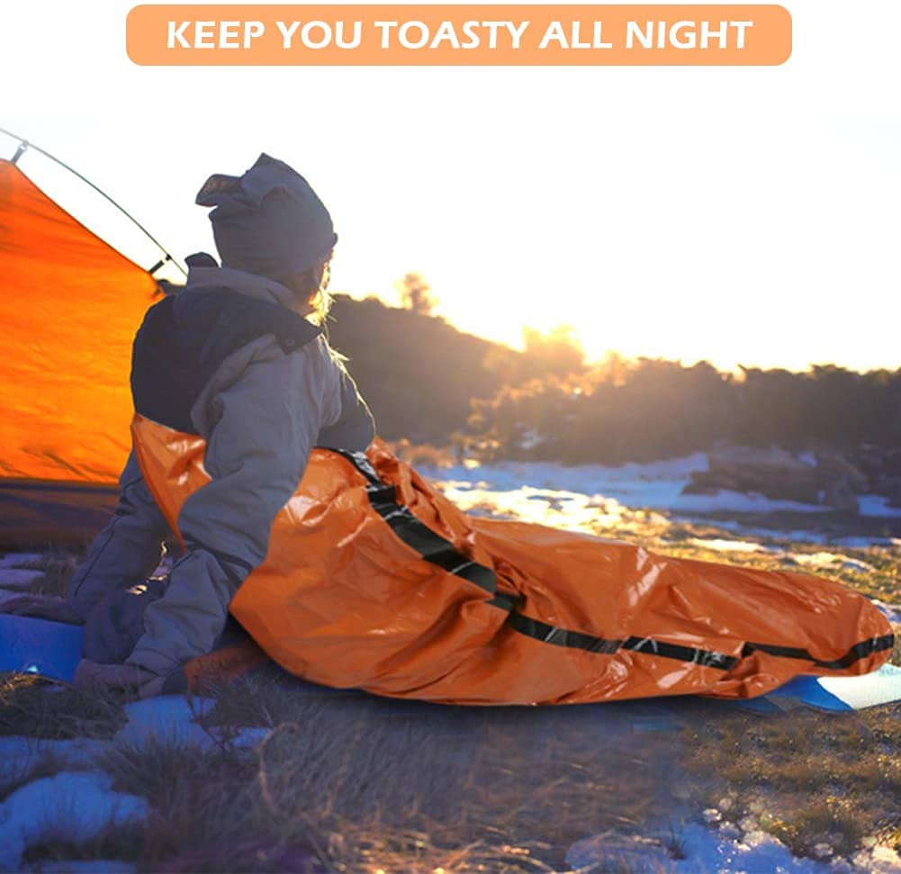Notfall-Überlebensschlafsack, Thermo-Schlafsack, wasserdicht, leicht, tragbar, für Camping, Wandern, Outdoor-Abenteuer, Aktivitäten und Obdachlosenhilfe, 4 Stück