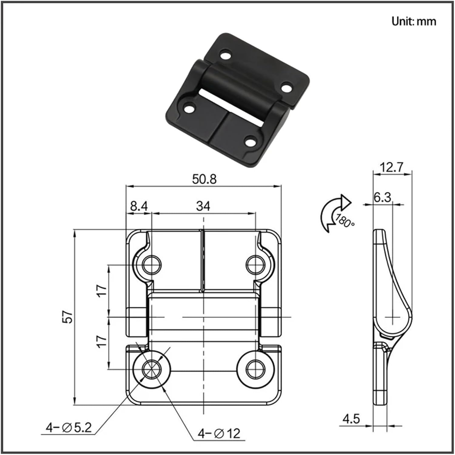 Zinc Alloy Damping Hinge Load-Bearing Torque Free Stop Arbitrary Positioning Hardware Accessories 1Pcs(7,2.3N.m)
