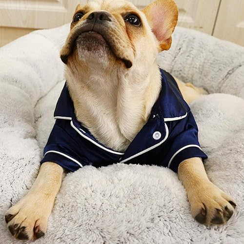 Miniatura 3 de Suministros para mascotas Ropa para mascotas Pijama de Bulldog Francés de Seda Suave Pijama para Perros Pequeños Shih Tzu Cachorro Gato Ropa Jumpers