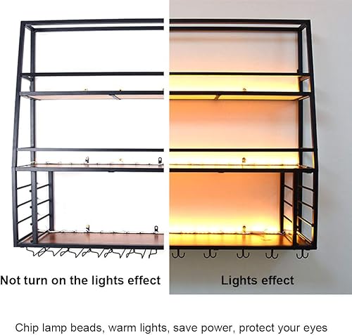 Miniatura 3 de Estante de vino industrial montado en la pared, soporte colgante para copas de vino, almacenamiento de gran capacidad, estantes de metal, decoración