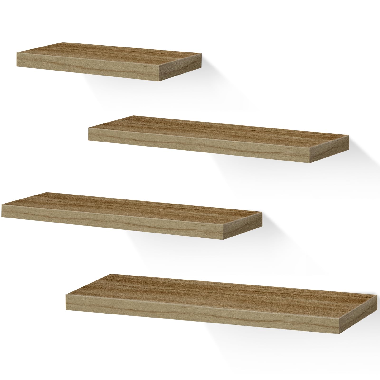 Wenqik Wood Floating Shelves 3 Sizes Wood Shelves for Wall Decor Wooden Wall Mounted Shelves Hanging Shelf for Storage Display Nursery Living Room