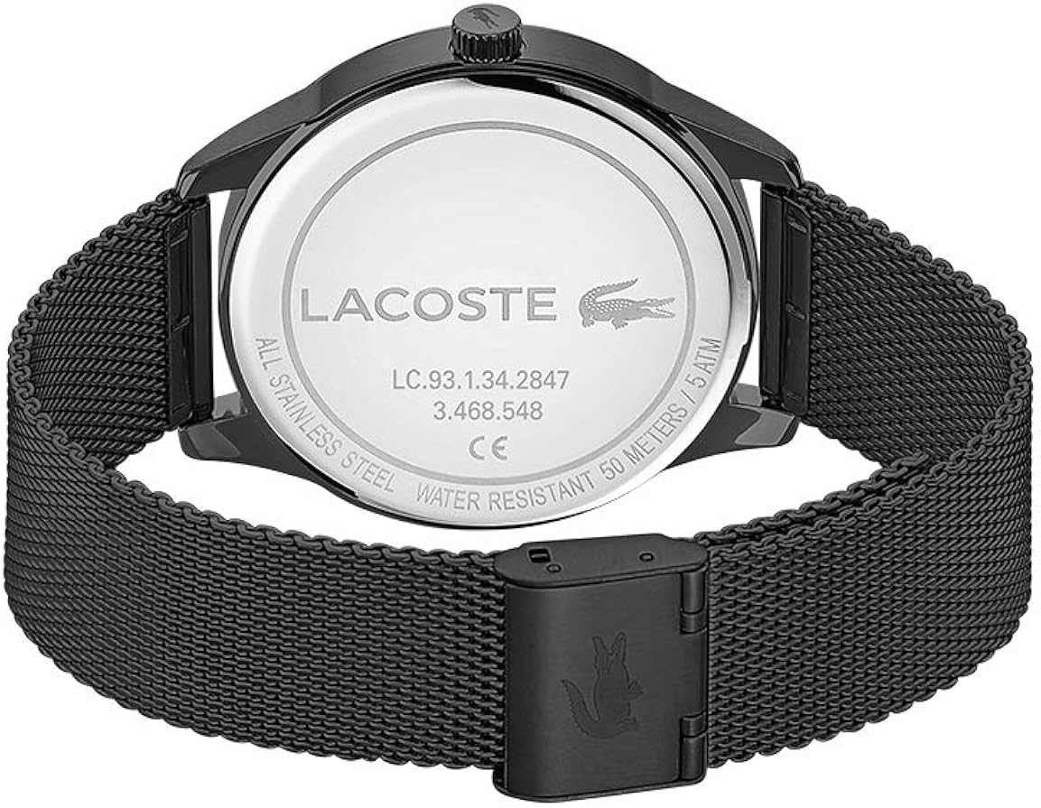 Vista 4 de Lacoste Reloj de cuarzo para hombre con correa de acero inoxidable negro 20 modelo 2011105 Negro - Reloj de cuarzo