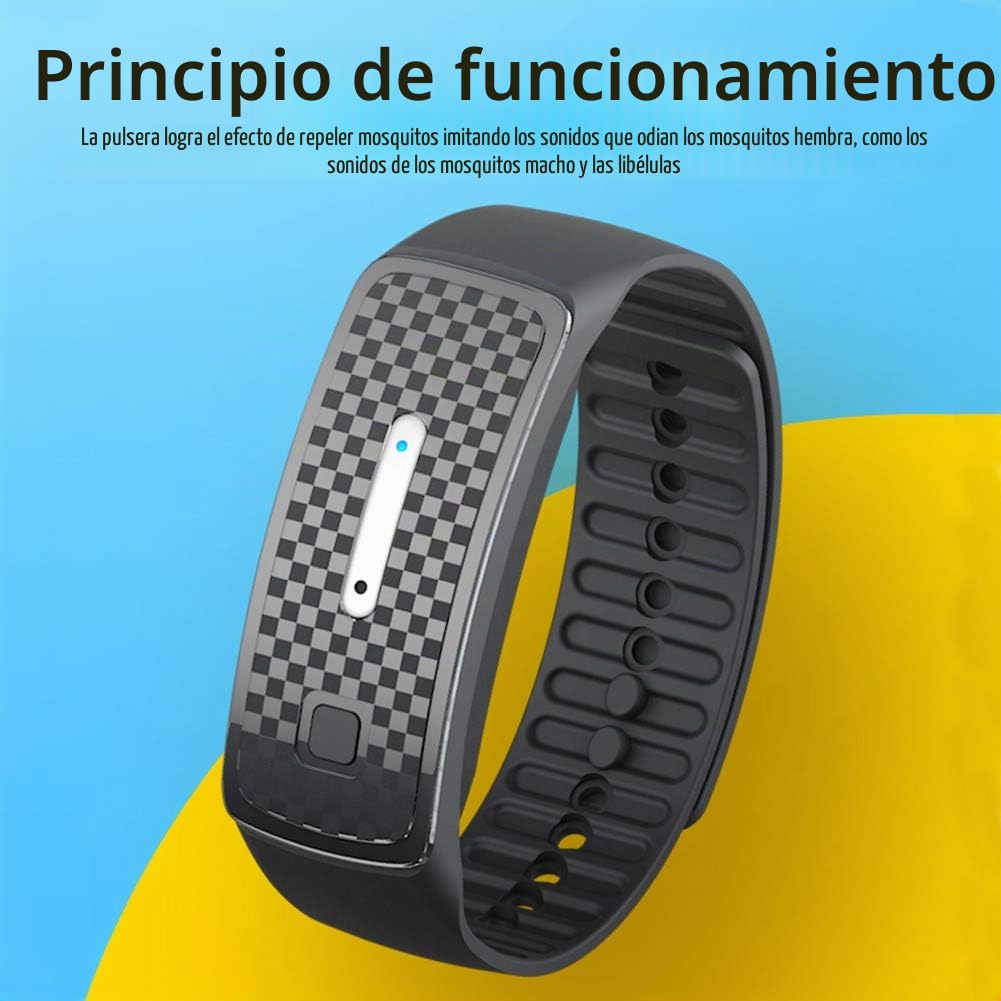 Pulsera Repelente DE Ajustable Modaza DE Muñeca Repelente Ultrasónica, 150H USB RECARGEBLE REPELLENTE DE INSECTOS, Bandas DE Mosquitos, Pulsera Anti -Mosquitos para Niños para