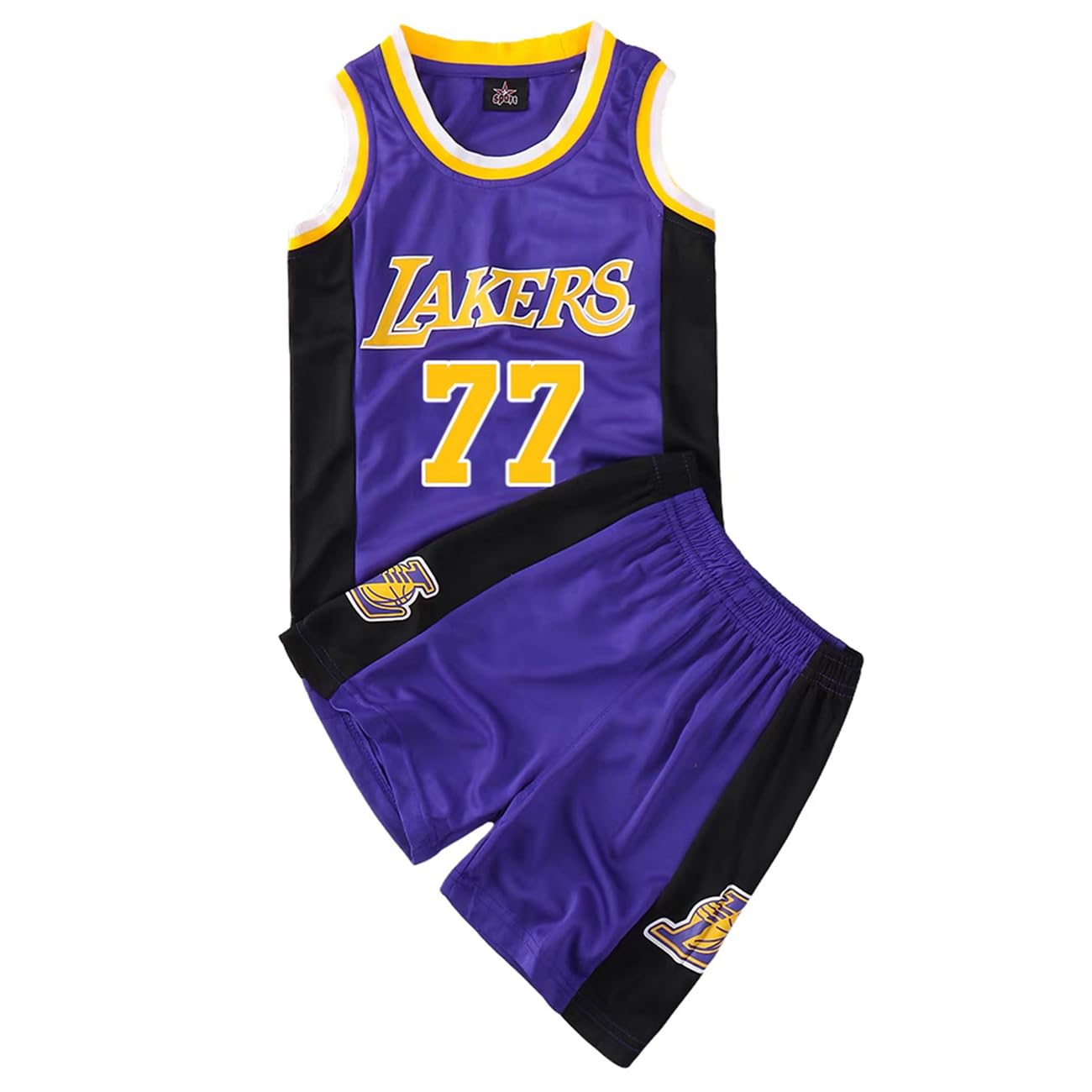 77#Kit di Maglia da Basket Bambini Fans Jersey Boys Sportswear Gilet da Basket Senza Maniche Top e Pantaloncini Sport Set Tuta Estiva Regali per Ragazzi Grils
