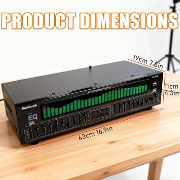 Stereo Digital Equalizer - Optical Coaxial Decoding, Noise Reduction, Dynamic Spectrum Display, Independent Tuning for Home, Recording Studio, Stage & Concert