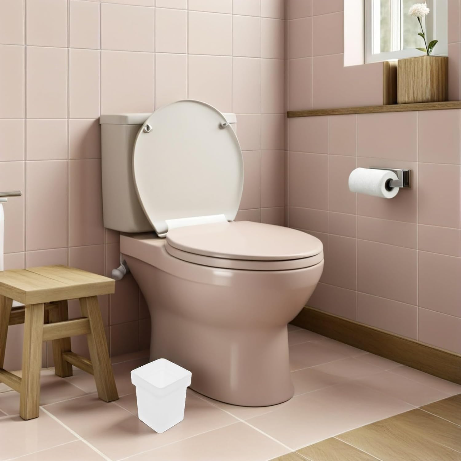 Toilet Brush and Holder Set 2pcs Frosted Glass Square Brush Container with Base Bathroom Toilet Cleaning Storage Holder for Household Accessories