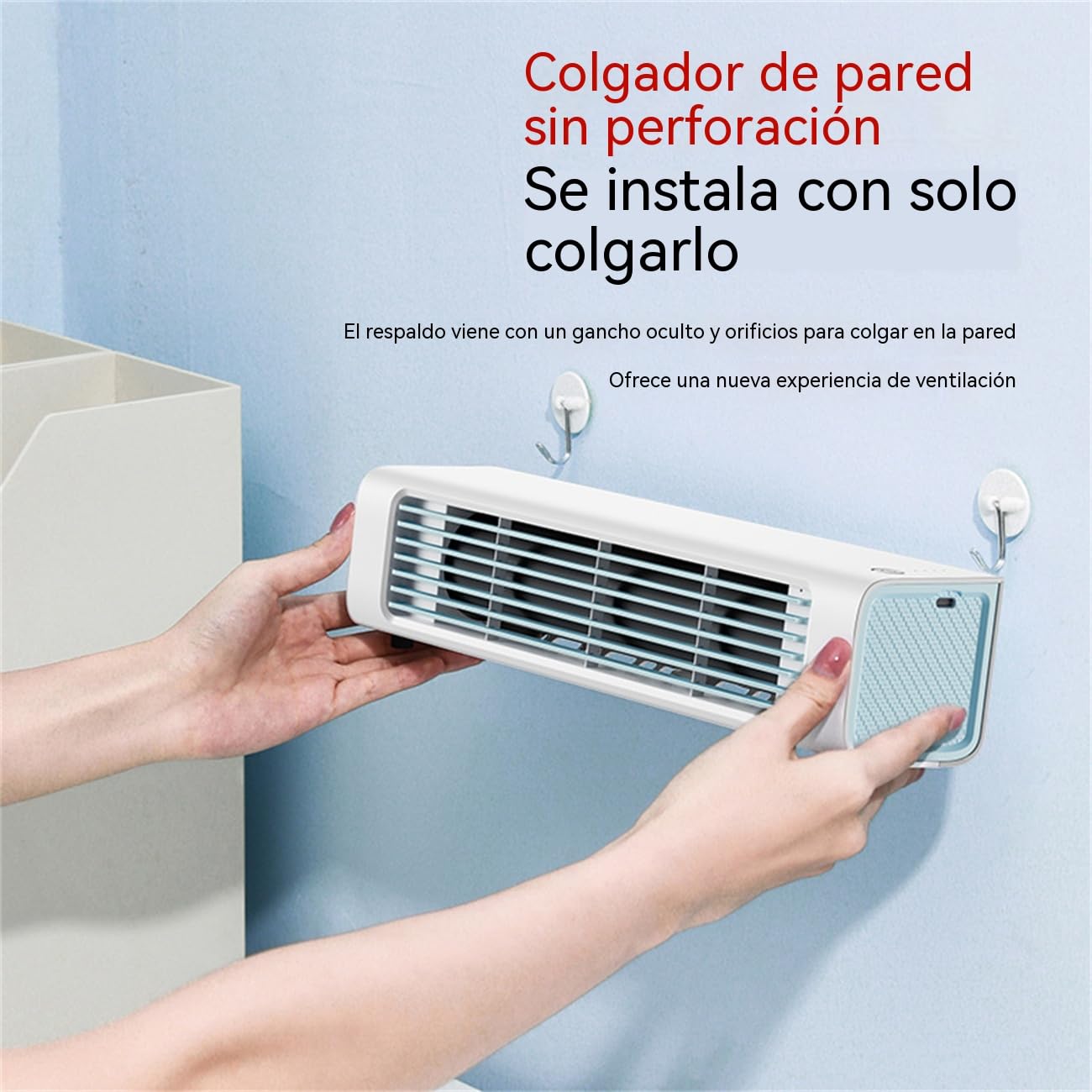 Ventilador sin aspas 2 en 1 vertical y horizontal, oscilación 60°, salida de aire ancha 230 mm, enfriamiento rápido y silencioso, montaje en pared sin perforación, para dormitorio, salón y oficina