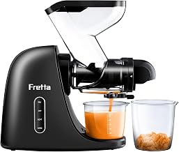 Fretta Cold Press Juicer, Wide 76mm Dual Chute for Whole Fruits, Auto-Reverse & High-Yield Extraction, BPA-Free, Quiet Slow Juicer Machine for Home Use – Easy Clean, Max Nutrients (Black)