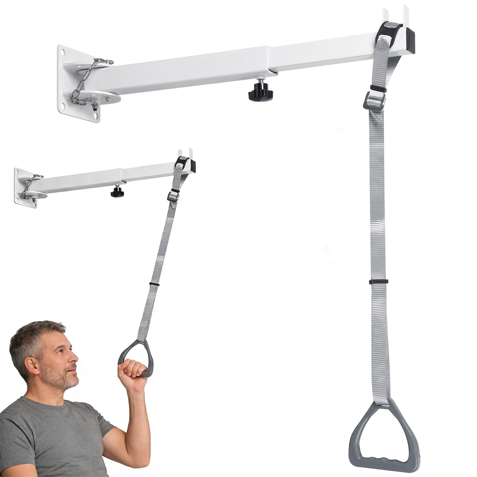 Bettgalgen Galgen für Pflegebett, Aufstehhilfe Bett, Höhenverstellbarer | Bettaufrichter Wandmontage für ältere Menschen, Aufstehhilfe for Bed Mobility Aids Bedside, Tragkraft 90kg