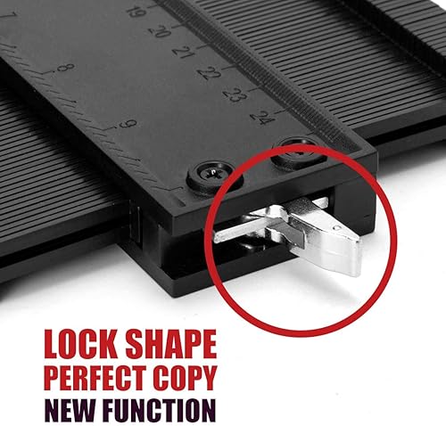 Miniatura 3 de Saker Herramienta de perfil de medidor de contorno de 10 pulgadas y 15 pulgadas, bloqueo ajustable, copia con precisión de forma irregular,