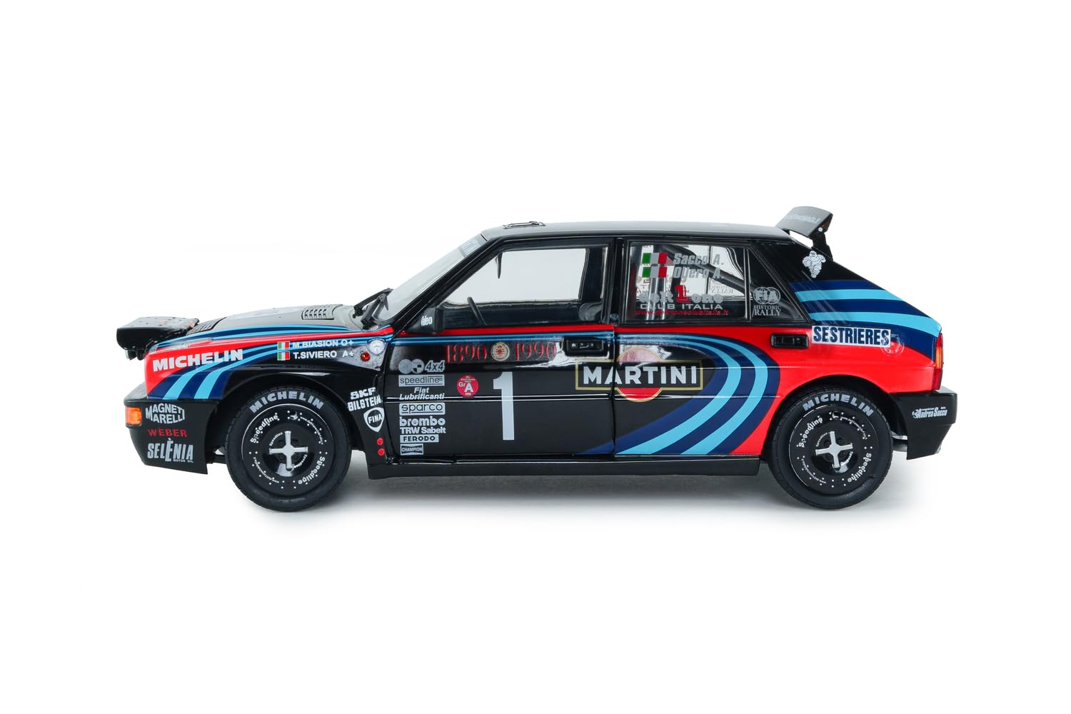 Solido - Lancia Delta HF Integrale M Rally Tribute 1991 1:18 - Modellino Auto Die-Cast da Collezione, in Metallo, Nero, con Base in Plastica, Scatola Finestra