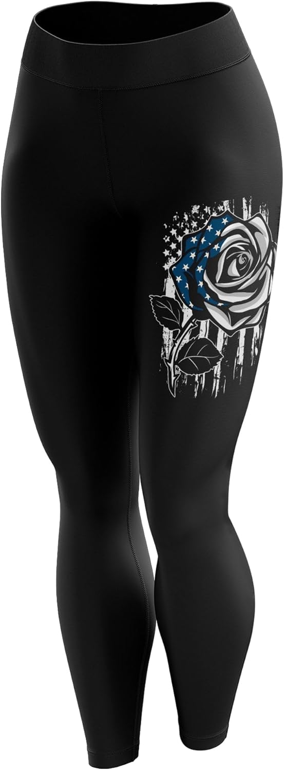 Tactical Pro Supply American Flag Leggings for Women, Workout High Waist Yoga Pants for Ladies