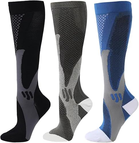 ZFiSt 3 pares de calcetines de compresión deportivos médicos para hombres y mujeres, calcetines de compresión para enfermeras para viajes con edema