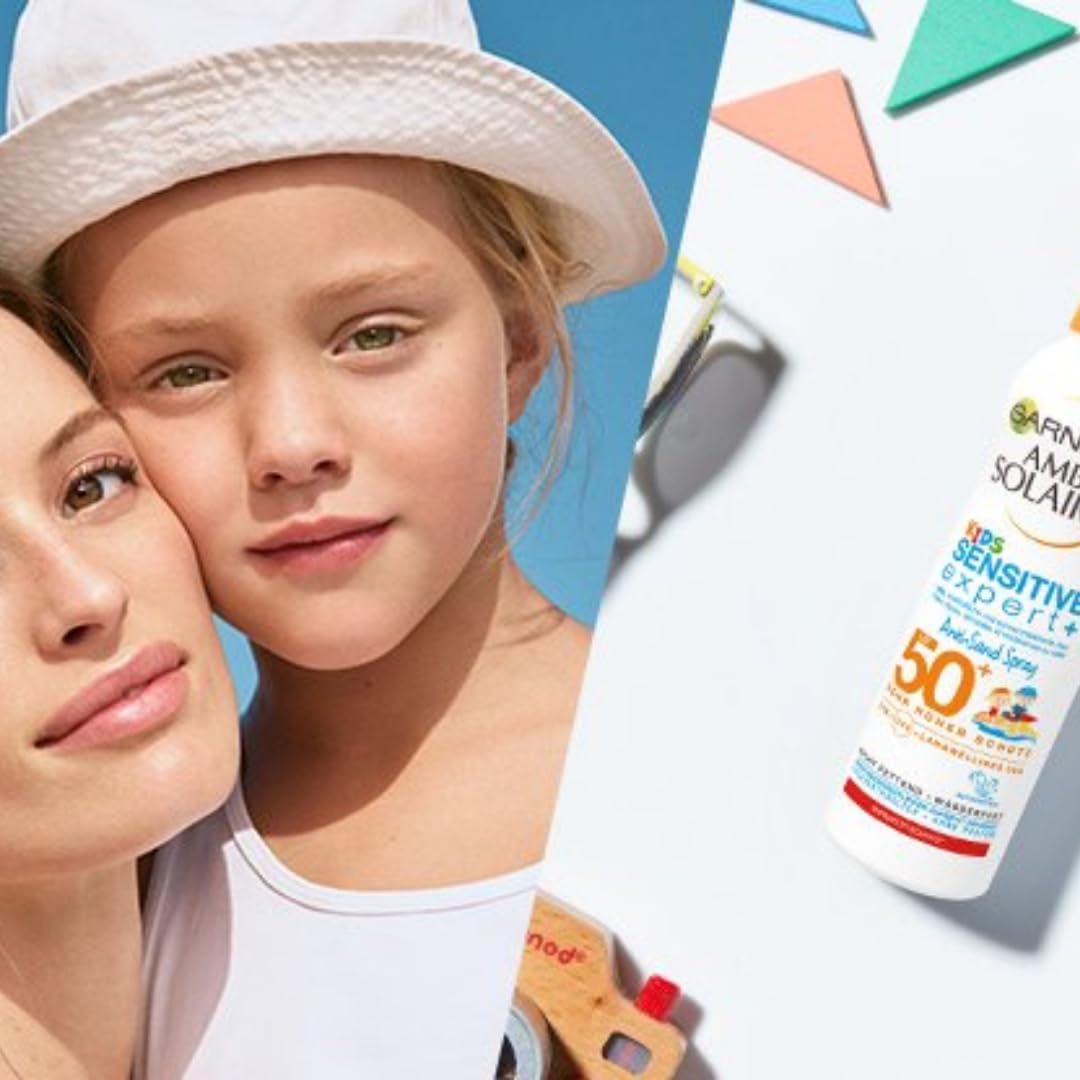 Mit Pufai Überraschungsgeschenk, Ambre Solaire Kids Sensitive Expert+ LSF 50 Sonnenschutzmittel Sun Gesichts- Sonnencreme LSF50 150 Mililiter x 3 STÜCK