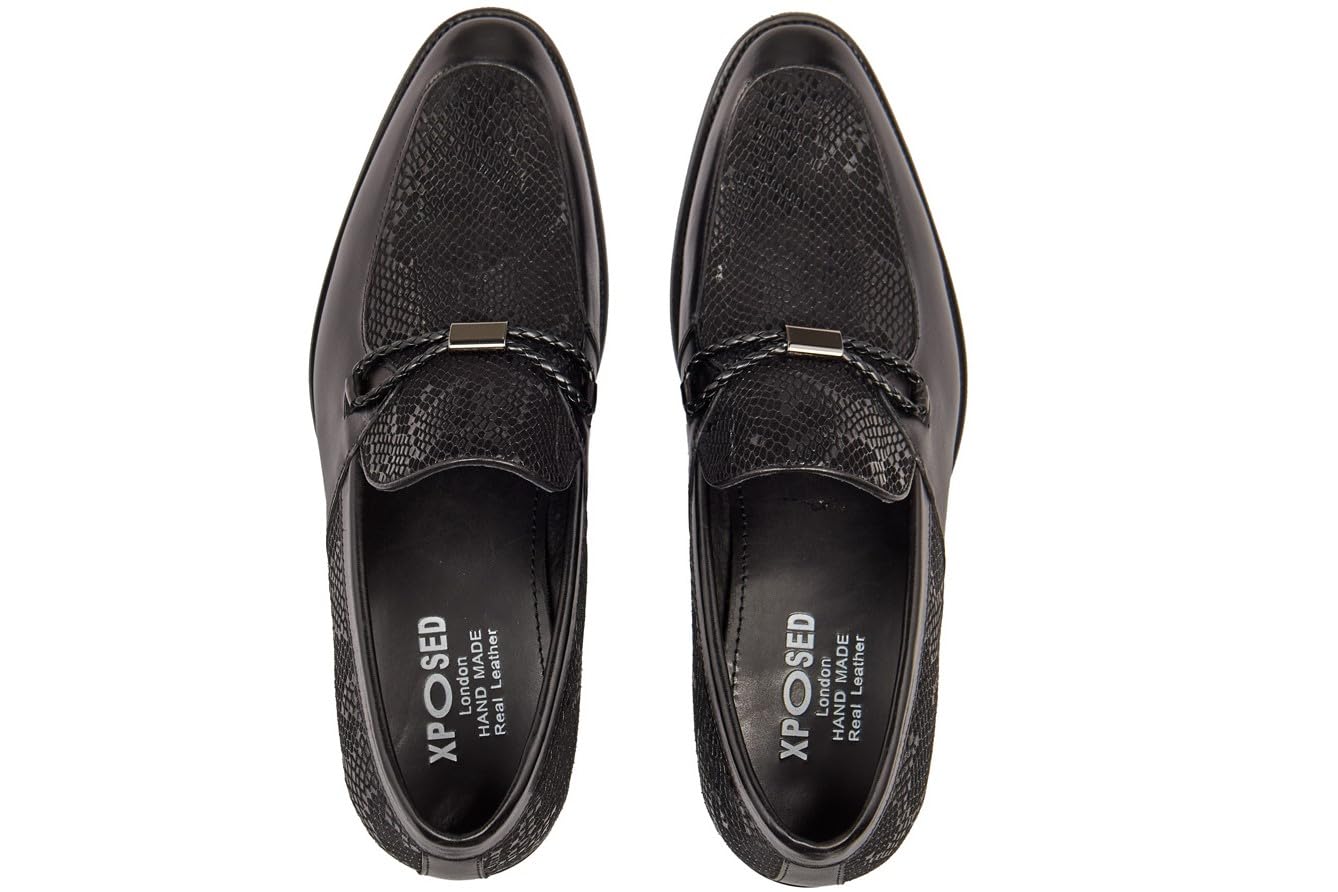 Mocasines de Piel auténtica con Estampado de Piel de Serpiente para Hombre, Zapatos de Vestir Hechos a Mano para Fiesta de Boda
