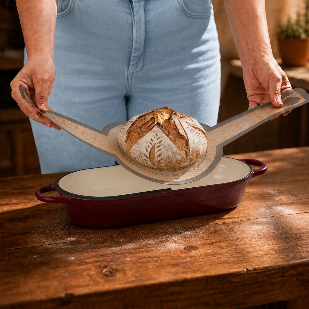 Mahlzeit Gusseisen Brottopf Set emailliert | 4,5 Liter | Dark Cherry | Brotbackform mit Brotschlinge | Brotbackset, Gusseisentopf, Brotform, Brotbackform mit Deckel, Emaille Schmortopf