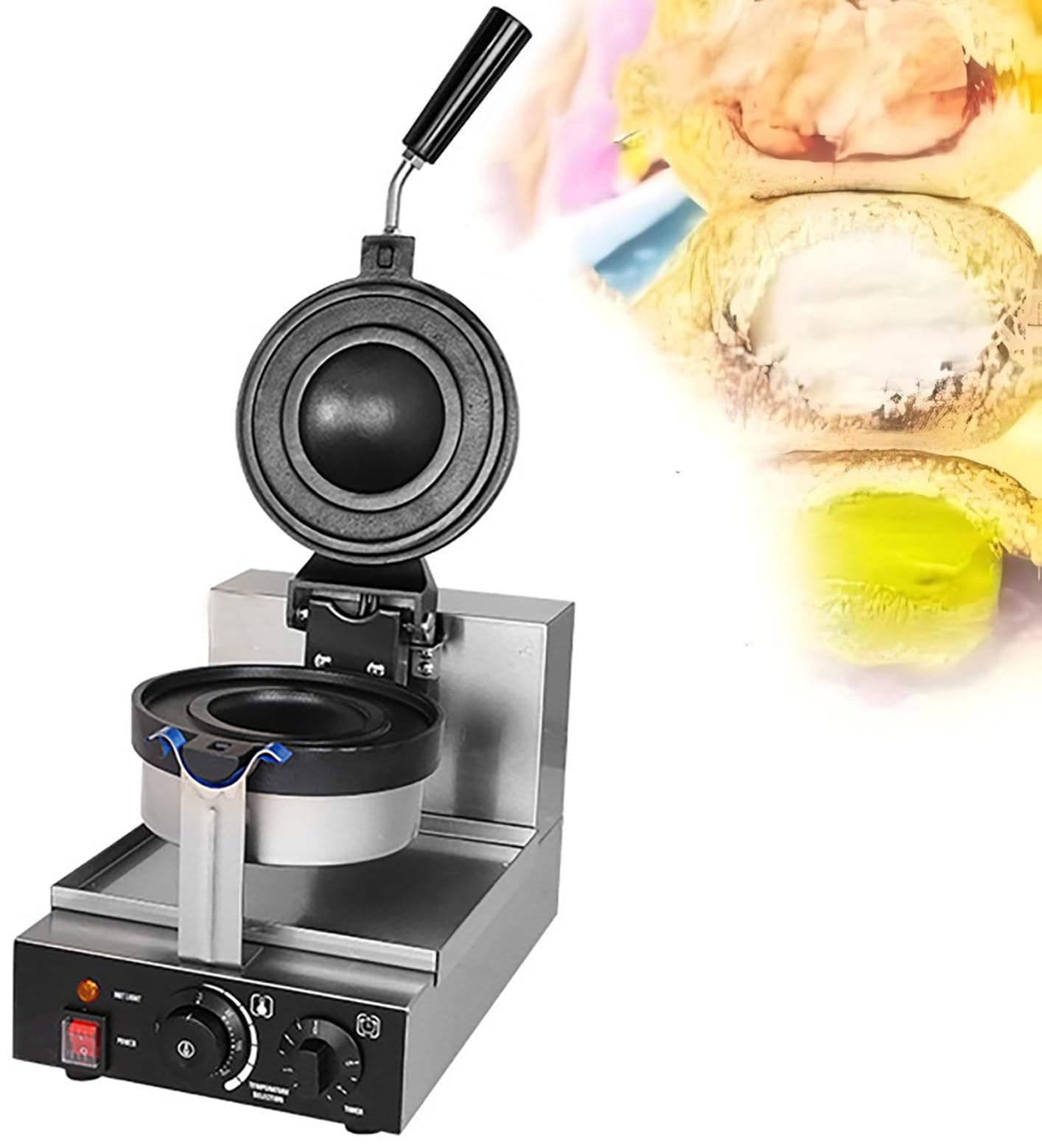 Máquina eléctrica para hacer hamburguesas con placas antiadherentes y gofrera con temporizador para uso doméstico y comercial,Single
