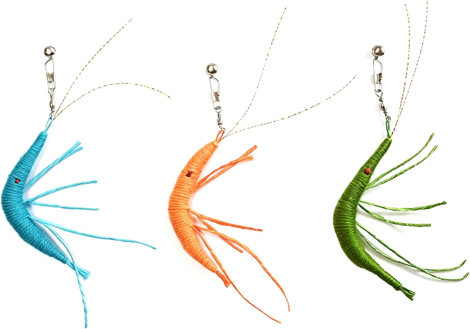 Shrimp Cat Toy Attachments 3 PCS Simulation Insects Refills with Bell