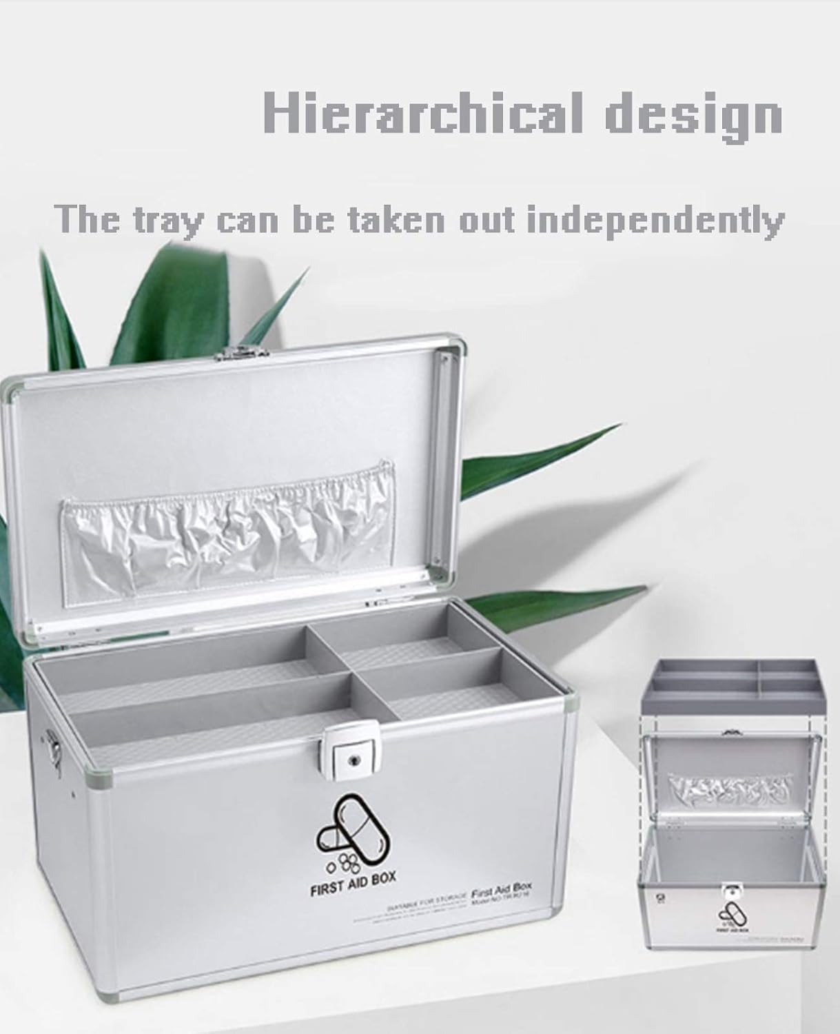 ZMQJEQANBG Family First Aid Box,Portable Medicine Chest Storage,Family First Aid Box Medical Storage Box Medicine Cabinets ABS Medicine Chest Plastic Storage Bin 2 Layers Box With Removable Lid 23.5X1 - Image 3