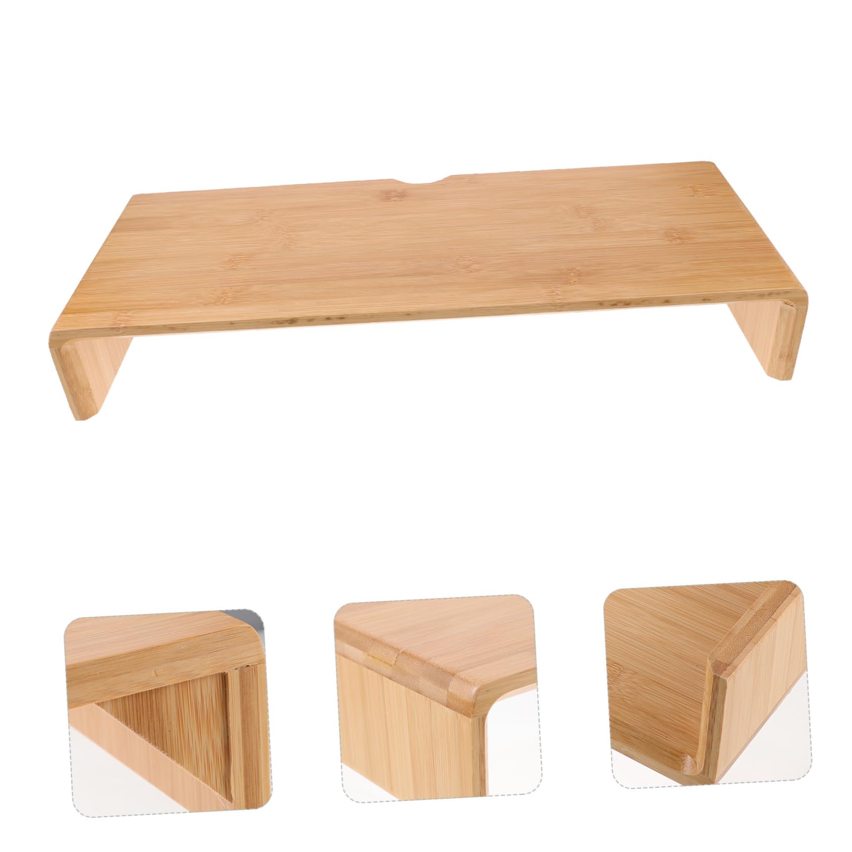 Rialzo per Monitor da Scrivania in bambù Beige, Supporto Ergonomico Il Benessere Visivo e Postura Comoda, per Casa e Ufficio