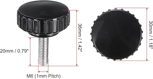Miniatura 66 de uxcell Perillas de sujeción moleteadas M6 x 1.969 in métricas chapadas en zinc de acero al carbono rosca macho tornillo de pulgar en tipo 0.787 in