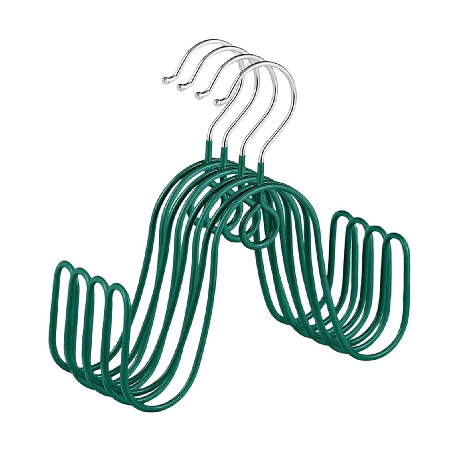 Ilumos 5pcs Plastic Double Hook Shoe Rack - 360-Degree Rotating Hanger For Shoes, Scarves, And Clothes Storage(Green)