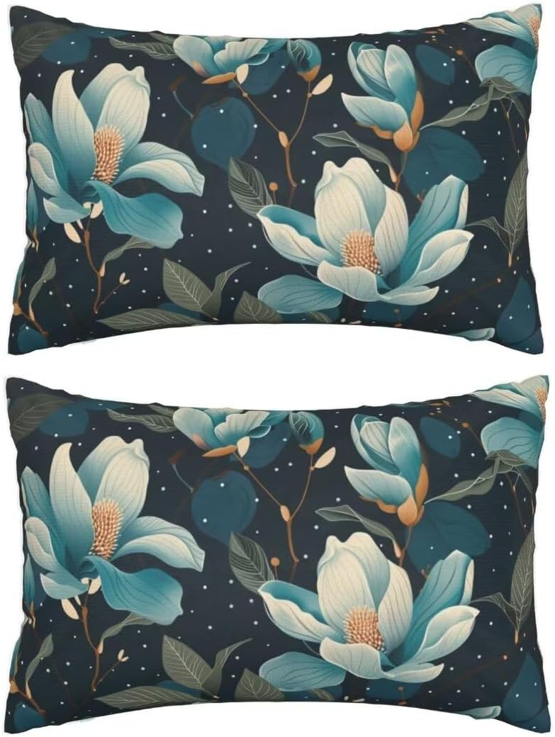 Outdoor Pillows Blue Pillow Covers 31x47 Set of 2 Throw Pillow Covers, Black Throw Pillows Outdoor Pillow, Rectangular Lumbar Pillows Cushion Covers Decorative Pillows for Garden Patio Furniture J54