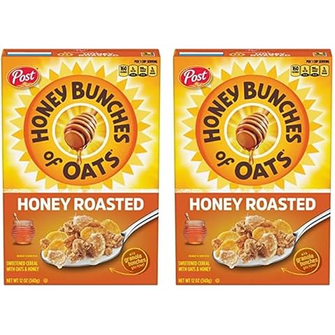 Honey Bunches of Oats Honey Roasted Breakfast Cereal, Honey Oats Cereal with Granola Clusters, 12 OZ Box (Pack of 2) Cover