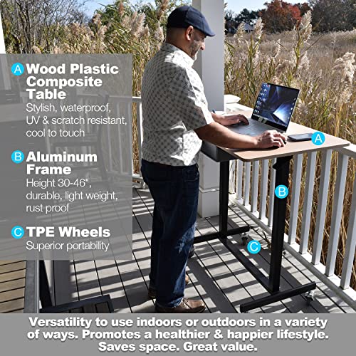 Betterhabitat Portable Height Adjustable Home Work Desk | Weatherproof> Indoor Or Outdoor! 36"X24", Height Adjusts 30"- 46" | Home Office, Bar Cart, Grill Table, Gardening, Work Bench | 3 Yr Warranty #TOP1