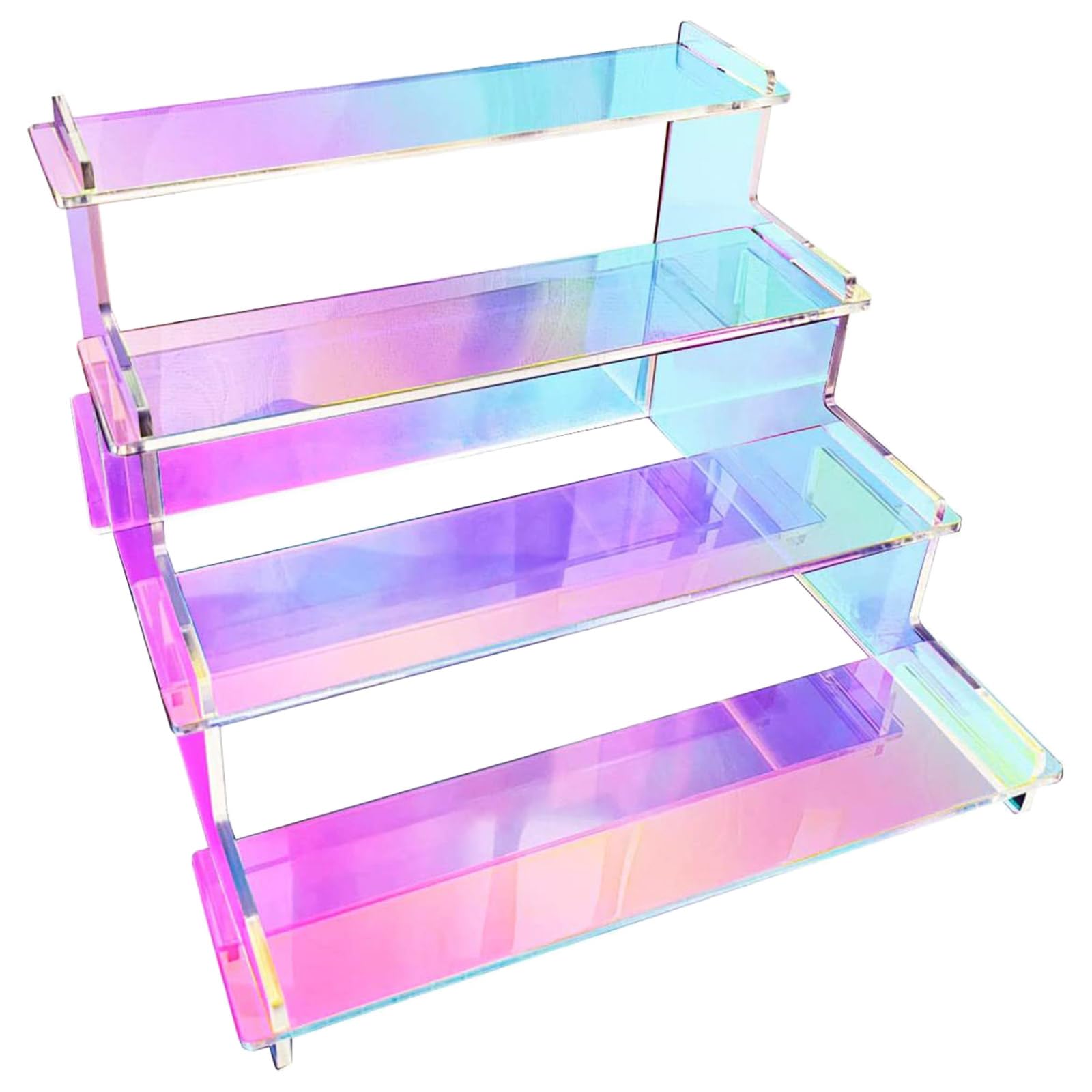 LfrXtra Acrylic Display Risers Rainbow Clear Jewelry Display 4 Tiered Tabletop Rainbow Shelf Showcase Display