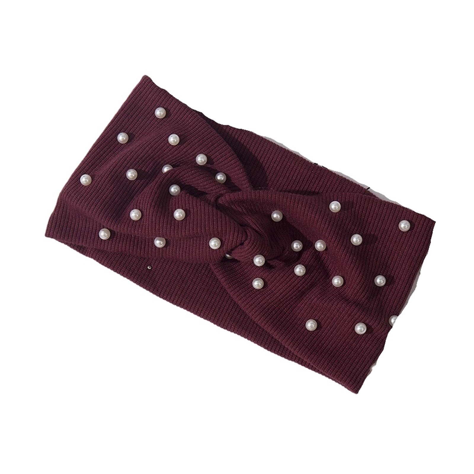 Cerchietto Invernale 2 pezzi Fasce for capelli perle Fasce for la testa lavorate a maglia Turbante Bandana Autunno Inverno Fascia elastica for capelli Accessori for capelli caldi Copricapo Per La Deco
