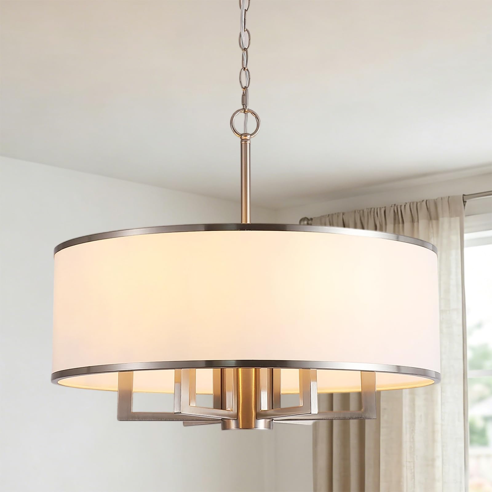 Photo 1 of QHANTOMIZE 24" 6-Light Brushed Nickel Chandelier