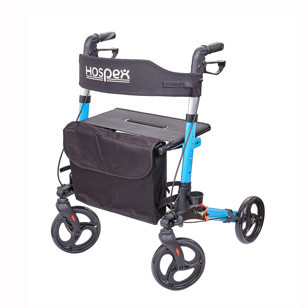 Andador gris plegable para caminar, andador, andador, carrito de la compra con asiento y freno de mano, para ancianos, estrella de luz