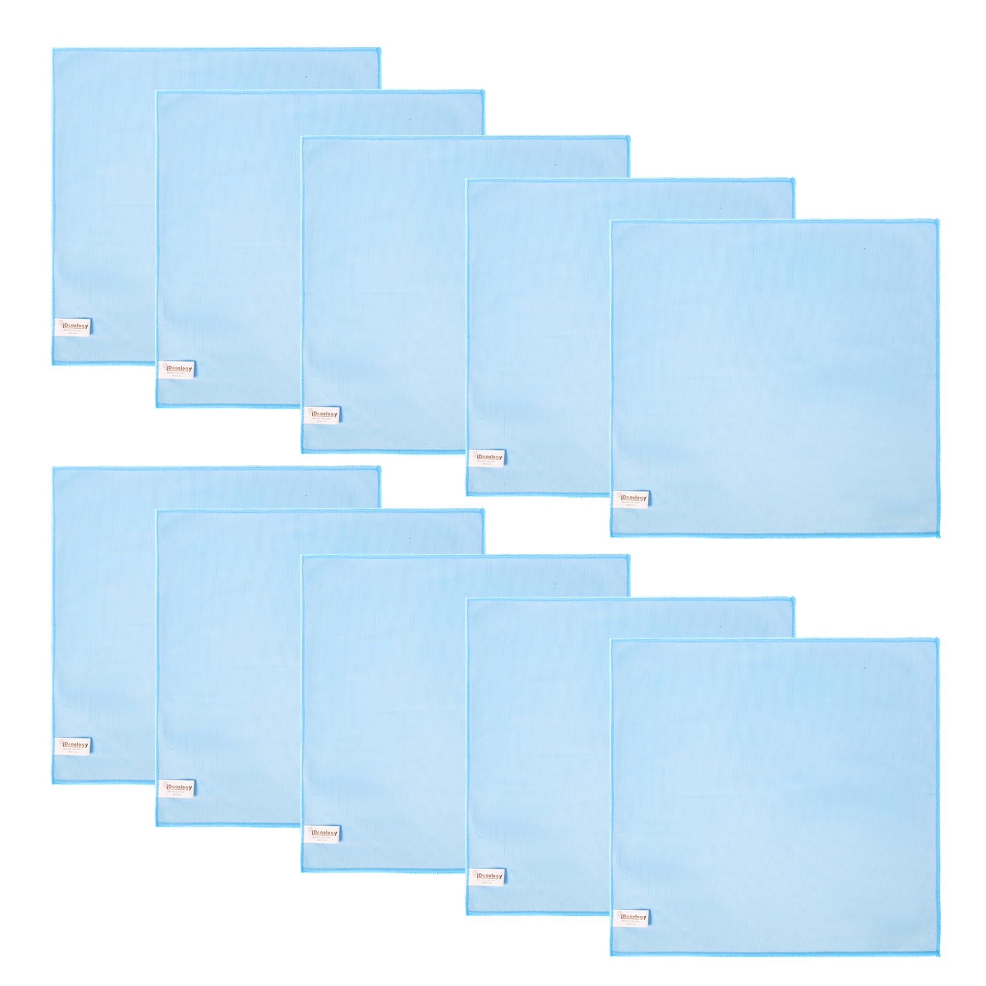 iDeaology Paquete de 10 paños grandes de microfibra de alta calidad, 16 x 16 pulgadas, sin rayas ni pelusas, limpieza rápida para ventanas, gafas, parabrisas, espejos, ventanas de coche, acero