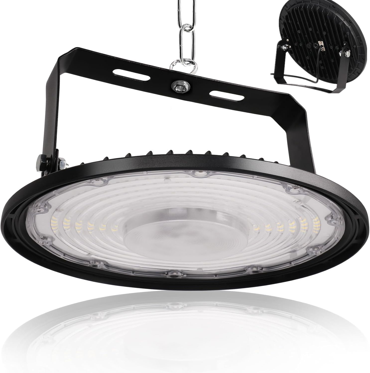 Przemysłowa lampa LED typu UFO, 6500k, ultra cienka, do magazynu, ze stojakiem, do warsztatu, garażu lub innego obszaru. 6000 k 100 W