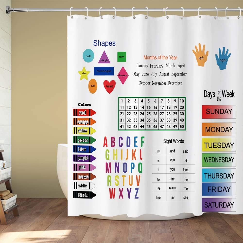 Yuyouqu Kids Alphabet Shower Curtain ABC Educational