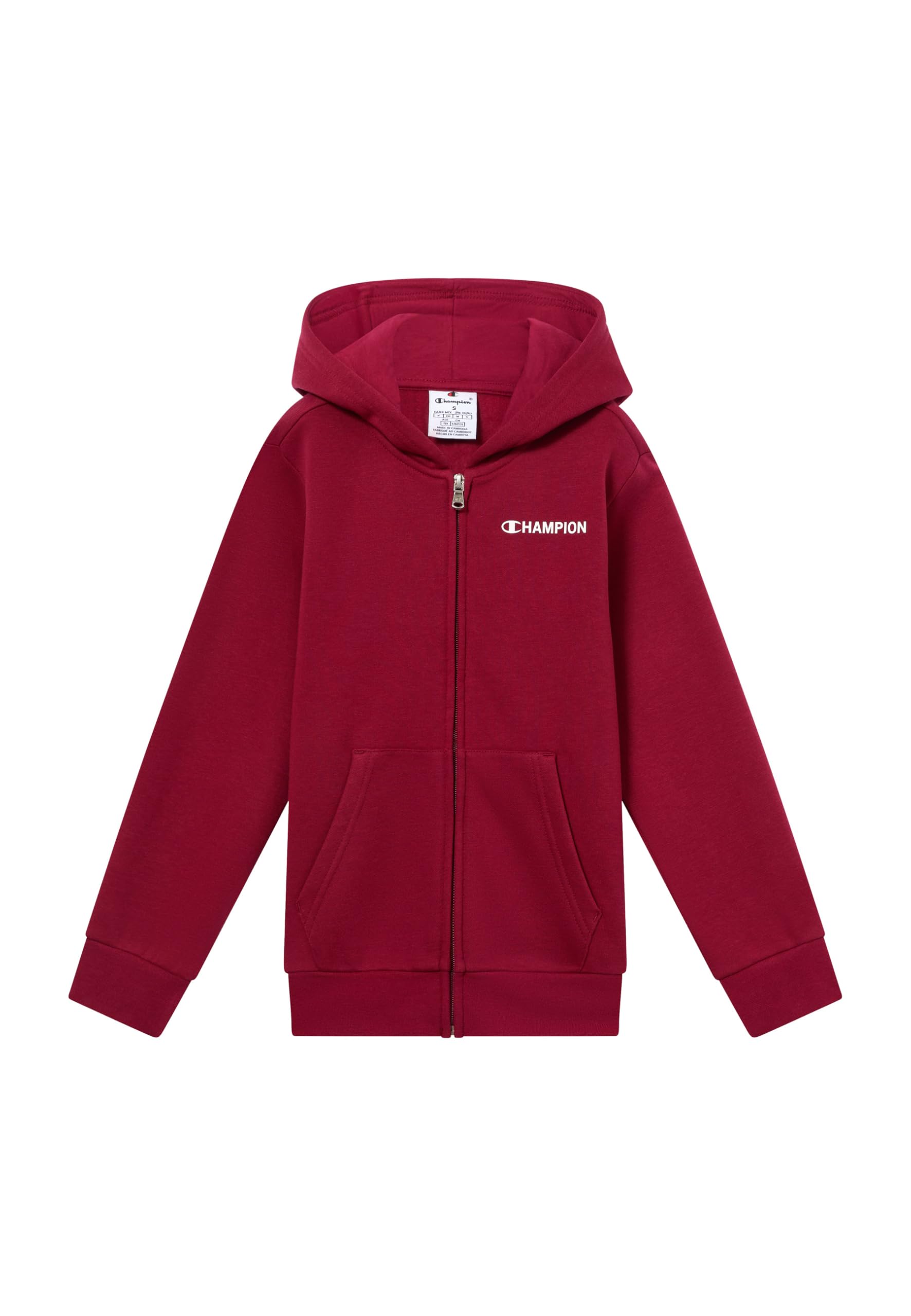 CHAMPION Boys' Hooded Full Zip Fleece Sweater with Graphic logo, large hoodie, ultra soft, warm kids pullover, deep front pockets, PE School jumper