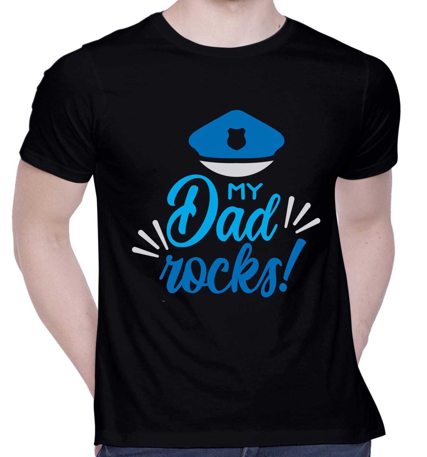 CreativiTGraphic Printed T-Shirt for Unisex My Dad Rocks Tshirt | Casual Half Sleeve Round Neck T-Shirt | 100% Cotton | D00443-143