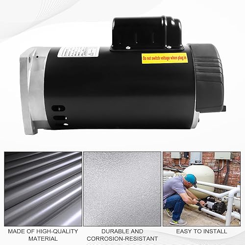 Miniatura 6 de LEAPTREND Motor eléctrico B2854 marco 56Y, 115230V, 3450 RPM, 1.5HP, 8.016.0 amperios, factor de servicio 1.1, motor de piscina con brida cuadrada