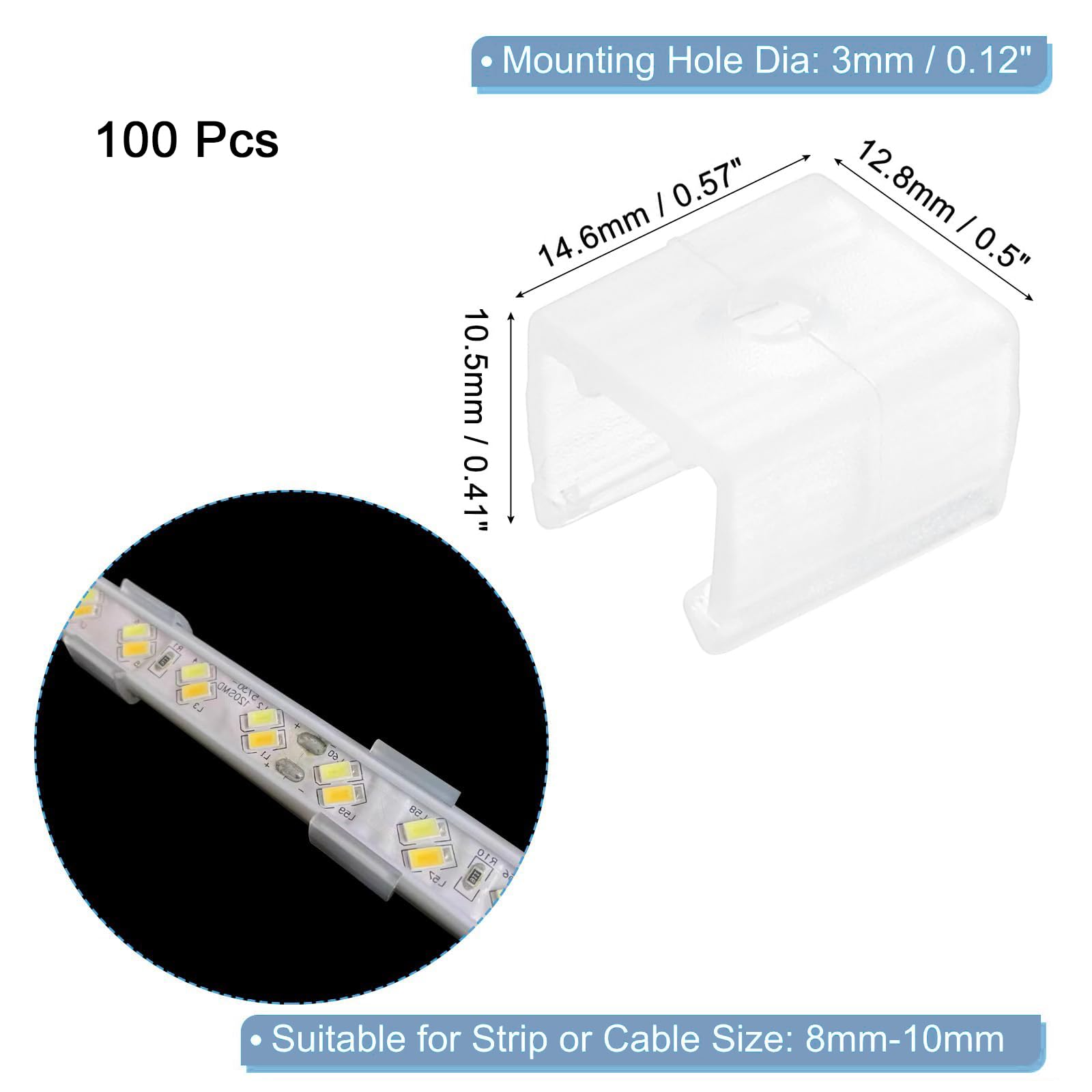 TOP-VIGOR 100Pcs LED Strip Light Clips - Image 2
