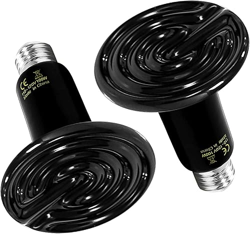 Simple Deluxe Bombilla de cerámica de 100 W, emisor de calor, para reptiles, sin emisor de luz, calentador de gallinero para mascotas anfibias e