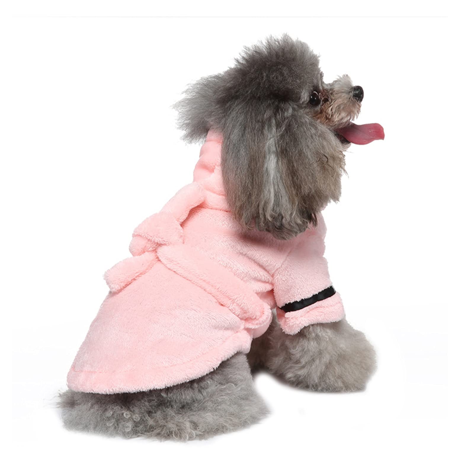 CheeseandU Dog Bathrobe for Small Dogs Winter Luxury Soft Flannel Thickened Hooded Pajamas Quick Drying and Super Absorbent Dog Bath Towel Soft Pet Nightwear for Puppy Small Dogs Cats,Pink
