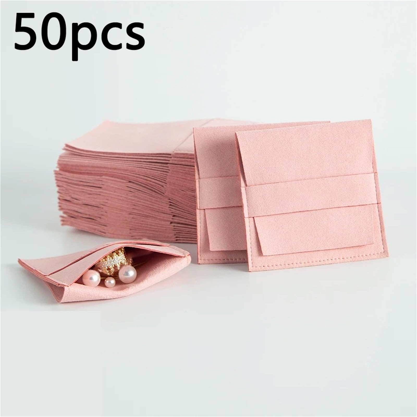 Schmucktasche FüR Reisen 10/50 stücke Mikrofaser Schmuck Beutel Samt Verpackung Tasche Organizer Hochzeit Ohrring Halskette Geschenk Taschen(Mix colors,50pcs)