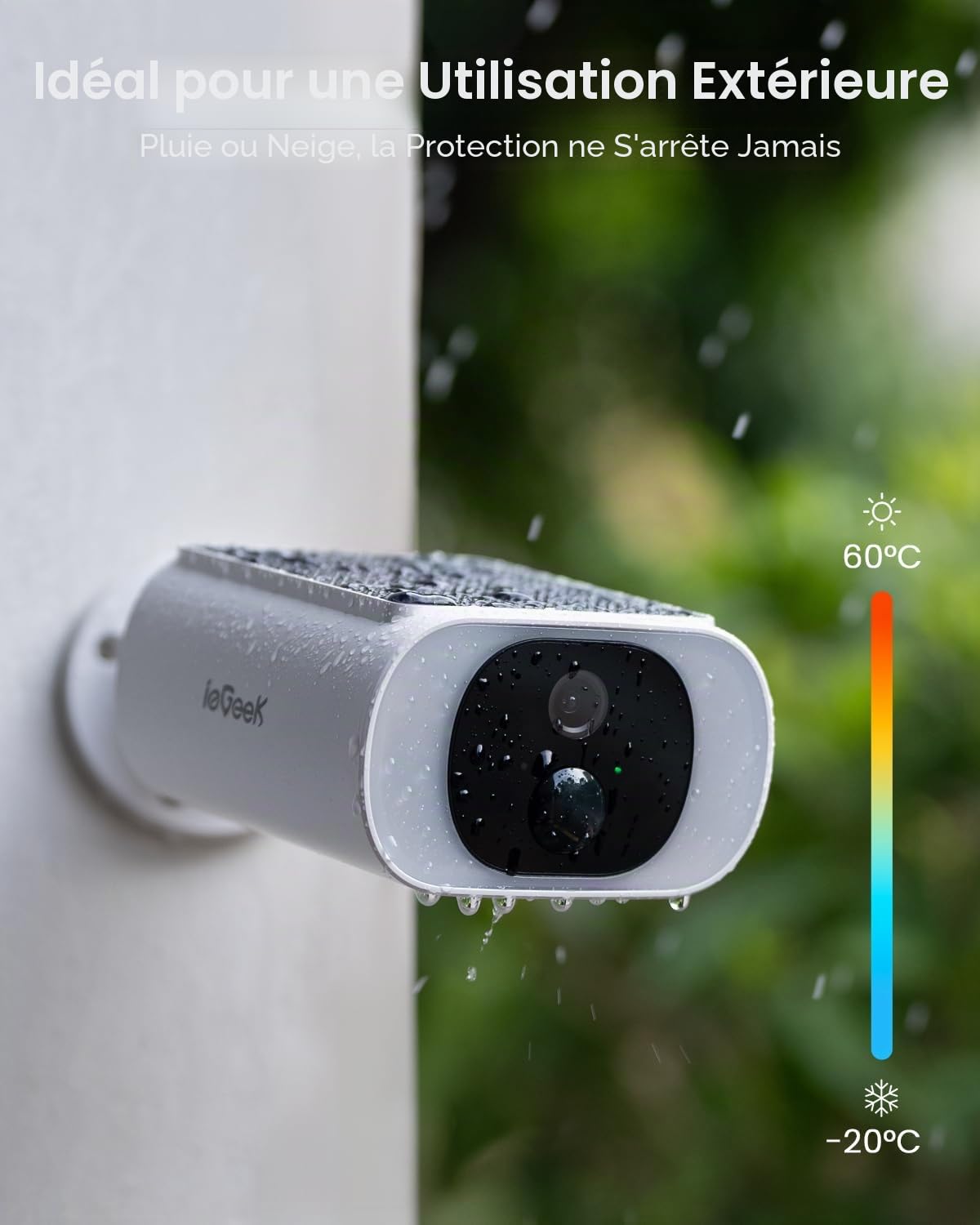ieGeek 2K Camera Surveillance WiFi Exterieure sans Fil Solaire - IP66 Camera Exterieur sans Fil Batterie, Panneau Solaire Integree, Vision Nocturne Couleur,PIR Détection S1 (Gris)