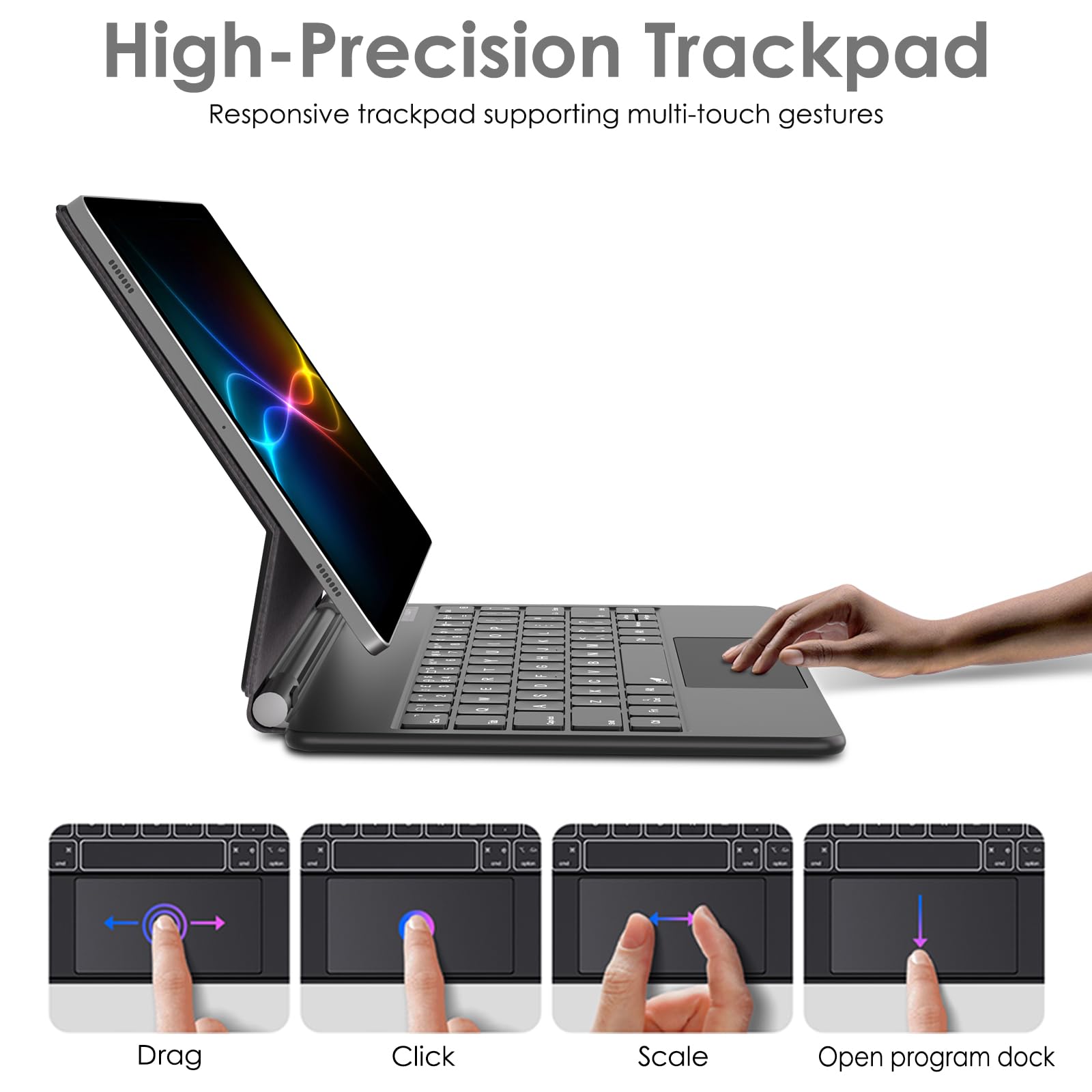 TECHGEAR Funda con teclado para Samsung Galaxy Tab S11 S9 S8 S7 de 11 pulgadas S10 Lite/S9 FE/S10 FE 10.9 pulgadas, soporte flotante magnético, trackpad, retroiluminación de 7 colores, QWERTY del