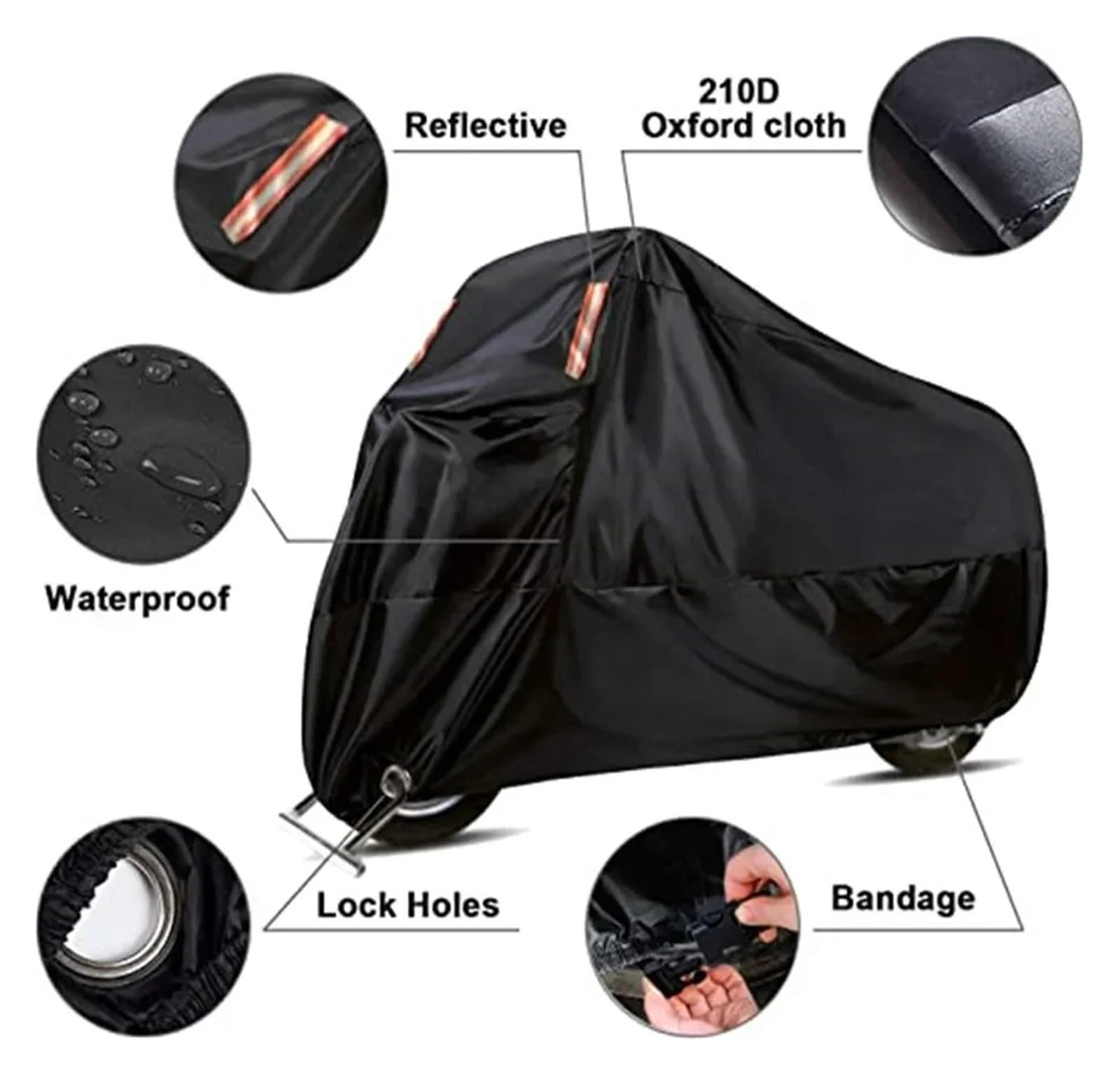 Cubierta Motocicleta Protectora Funda Universal Oxford Gruesa para Motocicleta, Protección para Exteriores, para Lluvia, Parasol, Lona Protectora con Fundas para Exteriores.