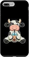 Vista 12 de iPhone 12 mini vaca beber té de burbujas lindos animales con estuche de té Boba