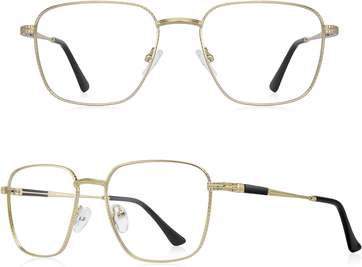 Classic Square Reading Glasses for Men Women Light Blocking Computer Readers Spring Hinge Metal Frame Acetate Legs - Image 2