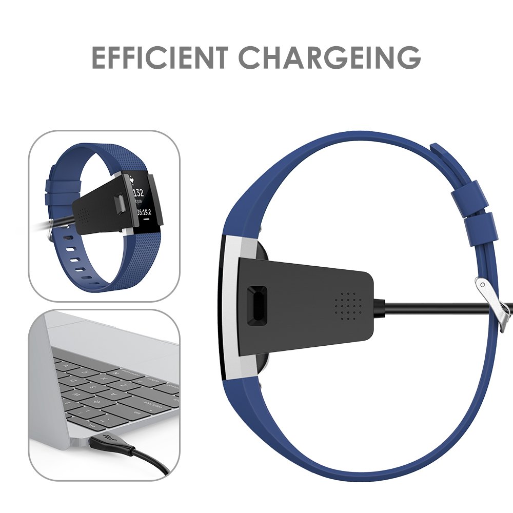 Simpeak Oplader Voor Fitbit Charge 2 – 2 Stuks – 1,8 Ft Vervangende USB-kabel – Oplaaddock – Compact En Duurzaam