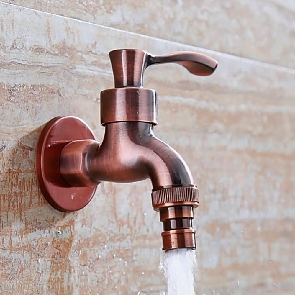 Wall Mount Tap Bibcock Antique Carved Zinc Alloy Retro Decorative Garden Faucet Single Hole Washing Machine Mop WC Outdoor Taps